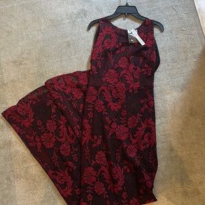 Alice + Olivia Red and Black Halter Sheath Maxi Dress